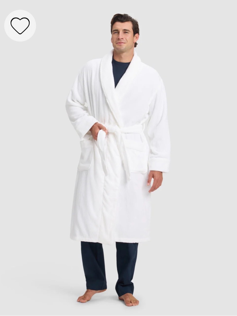 Cozy Earth White Terry Ribbed Bath Robe - Unisex Large